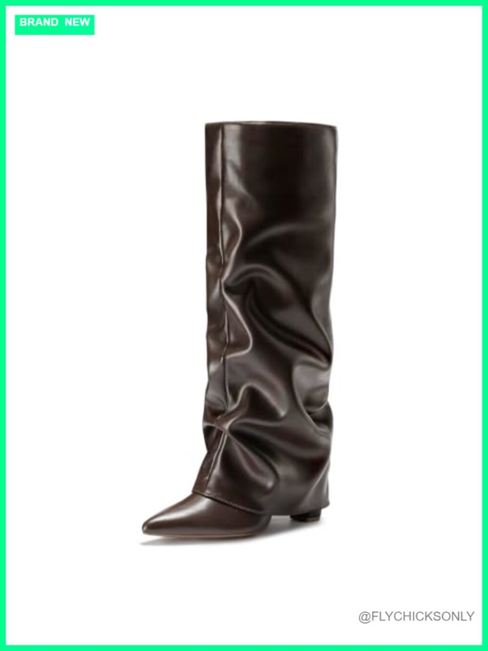 Knee High Pull On Boots Pointed Toe Block Heel Faux Suede